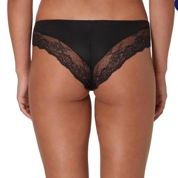 Maidenform Women's Underwear Tangas Pack, 3-Pack Black Lace Tanga Cheeky Smooth - Picture 3 of 3